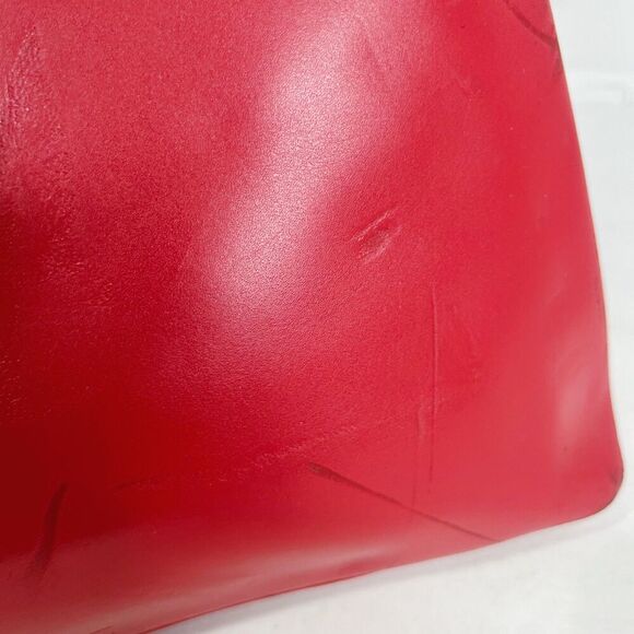 Furla Vintage Red Leather Shoulder Bag Handbag Purse Candy Apple Cherry - Picture 11 of 13